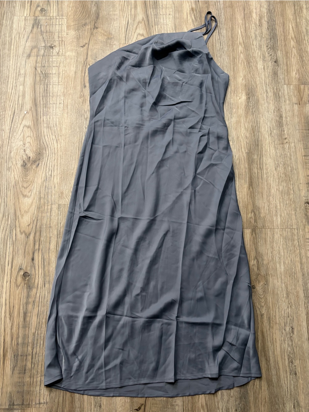 One-Shoulder Charcoal Gray Maxi Dress - Minimal Elegance